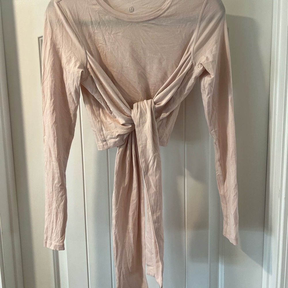 Lululemon Women's Pink Long Sleeve Tie-Front Top